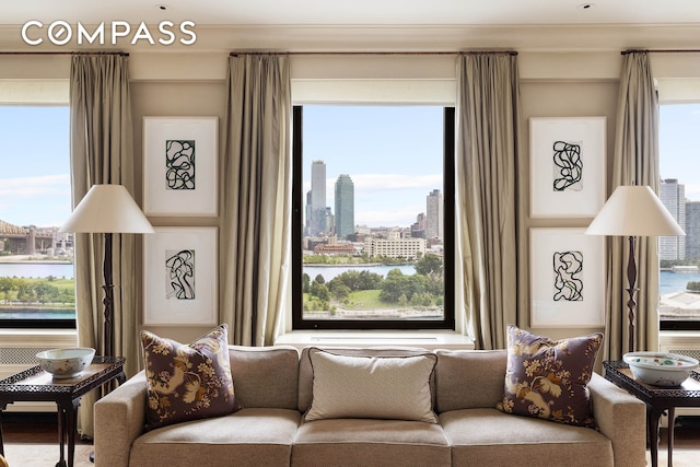 435 E 52nd St Unit 11A, New York City, NY 10022 - living room with a view of city