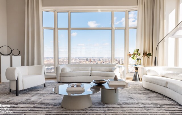 living room featuring a wealth of natural light