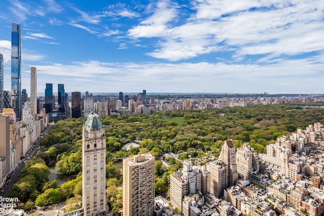 birds eye view of property featuring a city view