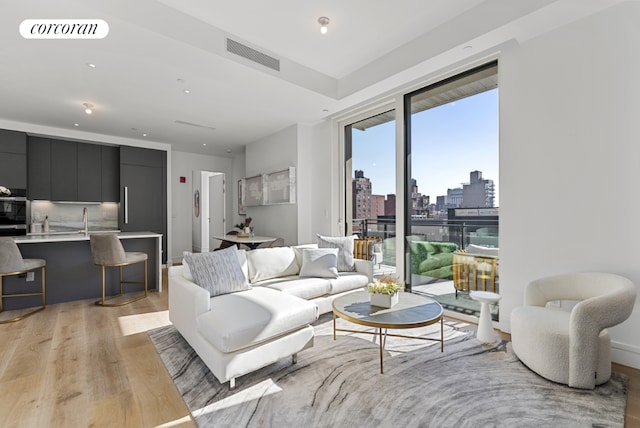 living room featuring light hardwood / wood-style flooring