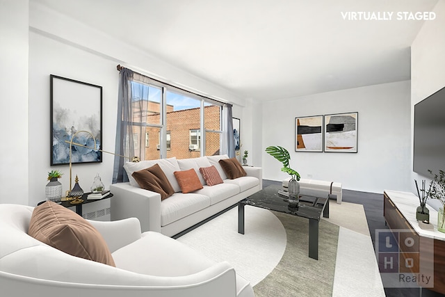 living area featuring wood finished floors