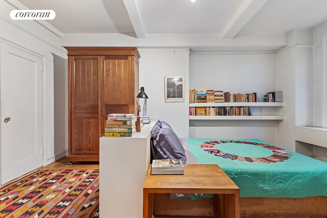 interior space featuring beam ceiling