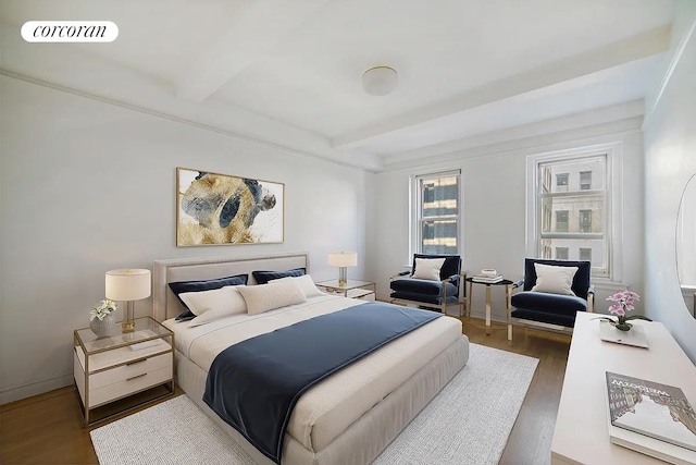 250 Cabrini Blvd Unit 5C, New York City, NY 10033 - bedroom with wood finished floors and beam ceiling