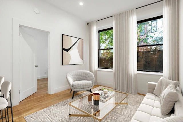 sitting room featuring light hardwood / wood-style floors