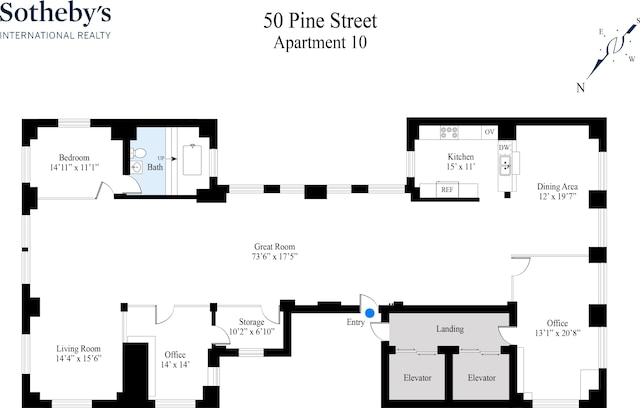 50 Pine St Unit 10, New York City, NY 10005 - view of room layout