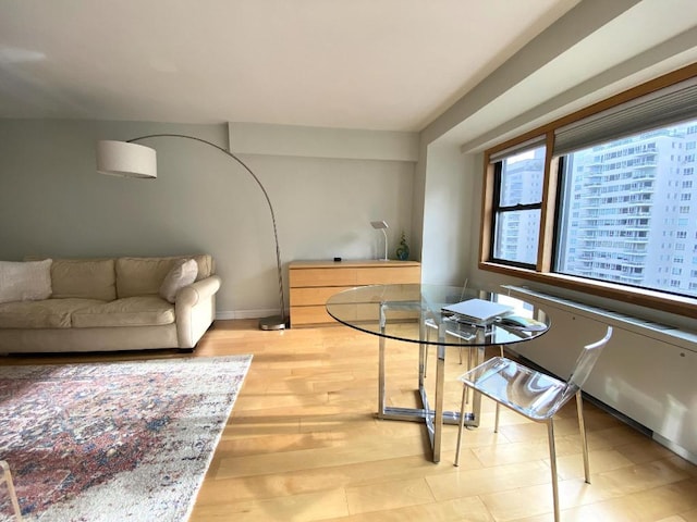 living room featuring light wood-type flooring