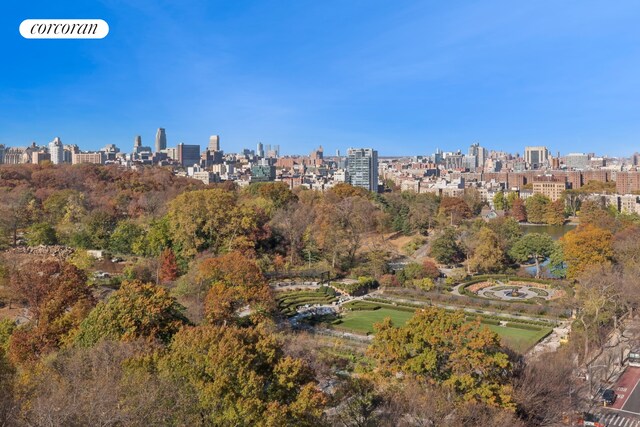 drone / aerial view featuring a city view