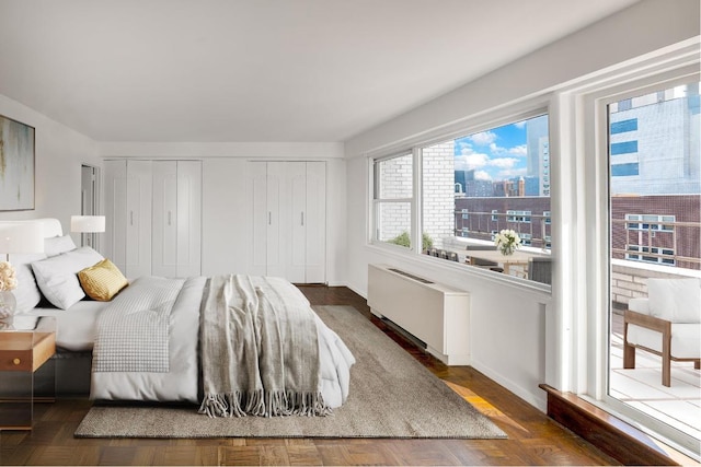 bedroom with radiator heating unit