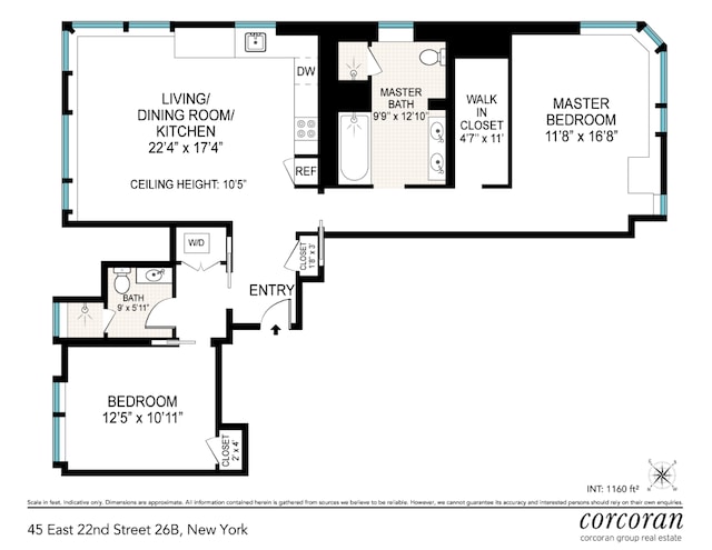 45 E 22nd St Unit 26B, New York City NY, 10010, 2 bedrooms, 2 baths condo for sale