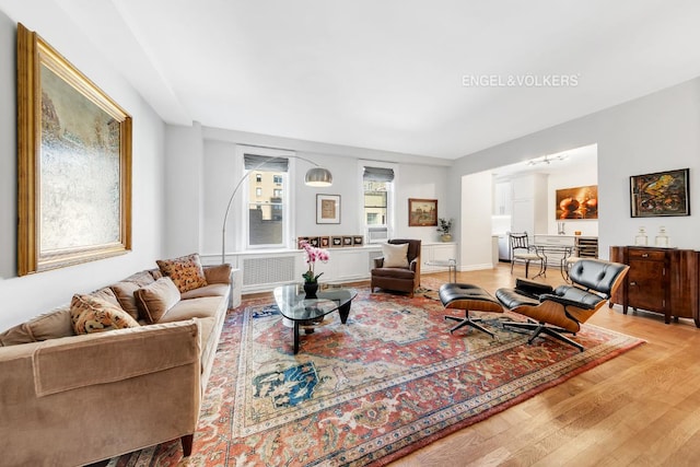 living room with hardwood / wood-style floors