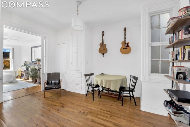 living area featuring hardwood / wood-style floors