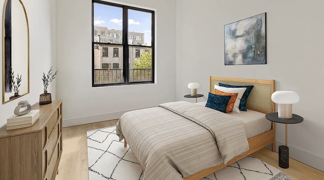 bedroom featuring light hardwood / wood-style flooring