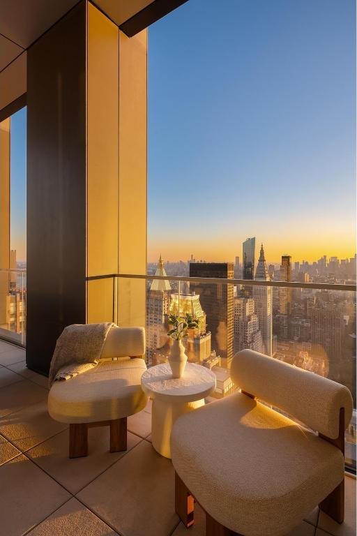 view of balcony at dusk