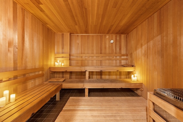 view of sauna / steam room featuring tile patterned floors