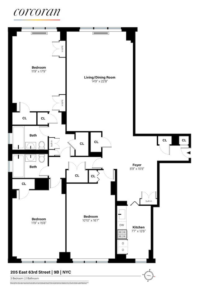 205 E 63rd St Unit 9B, New York City, NY 10065 - floor plan / room layout