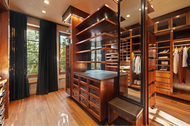 walk in closet featuring light wood-style flooring