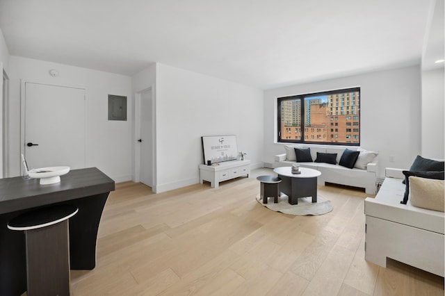 1325 5th Ave Unit 5A, New York City, NY 10029 - living area with light wood-style floors and electric panel