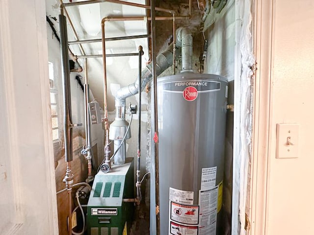 utility room with water heater