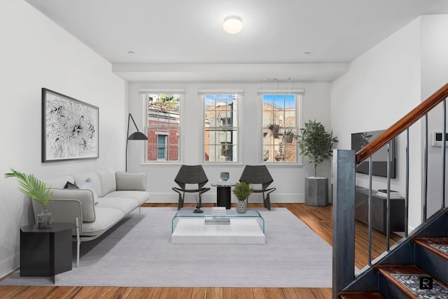 living room with wood-type flooring