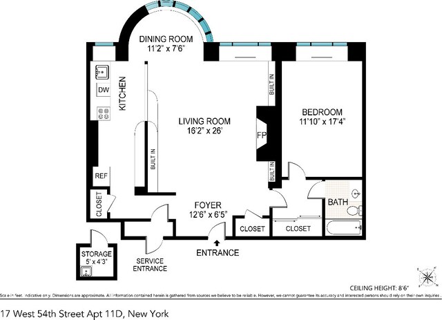 17 W 54th St Unit 11D, New York City NY, 10019, 1 bedrooms, 1 bath condo for sale