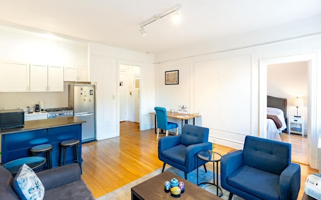 living room with light wood-type flooring