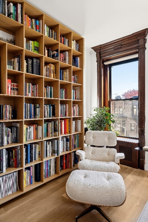 living area featuring hardwood / wood-style flooring