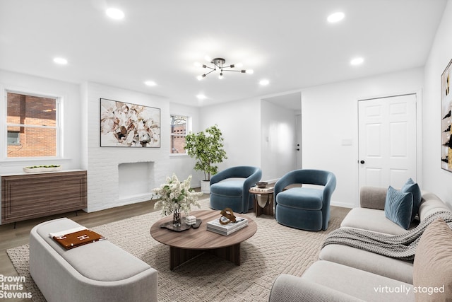 living room featuring wood-type flooring