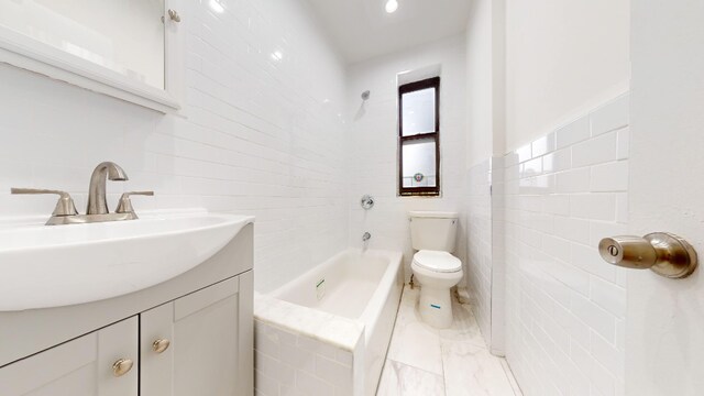 7101 Colonial Rd Unit R3H, New York City, NY 11209 - full bathroom with tile walls, vanity, toilet, and  shower combination