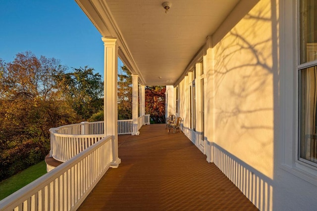 wooden deck featuring a porch