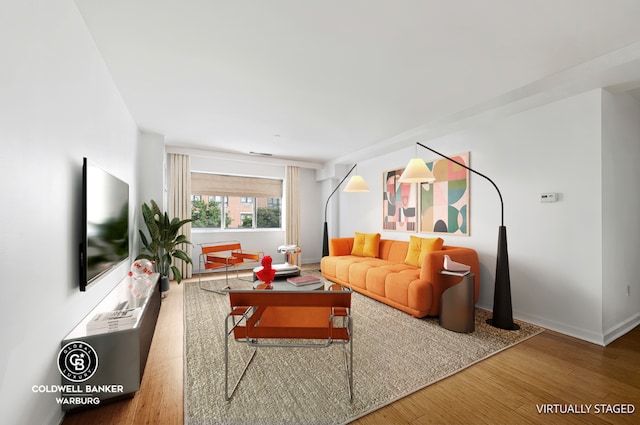 living room with hardwood / wood-style floors