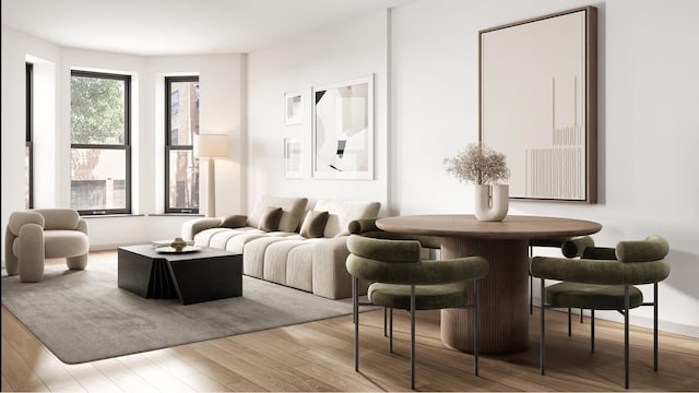 living area featuring wood finished floors