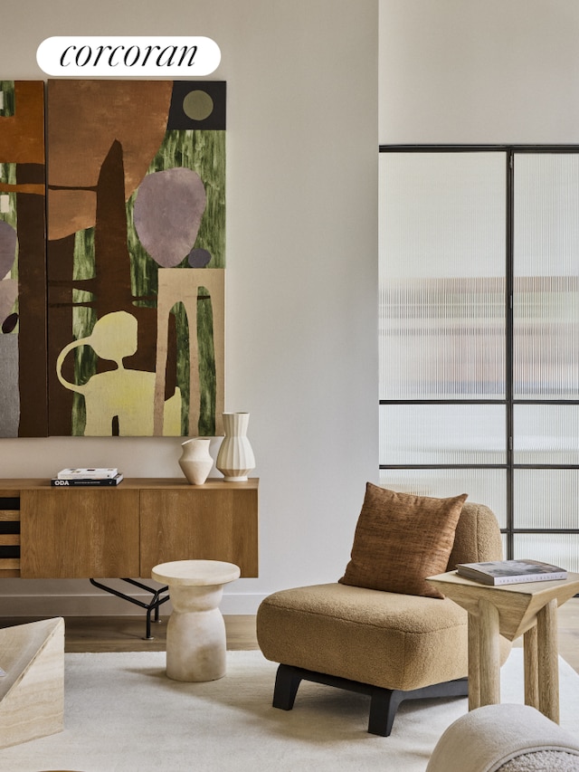 living area featuring wood finished floors