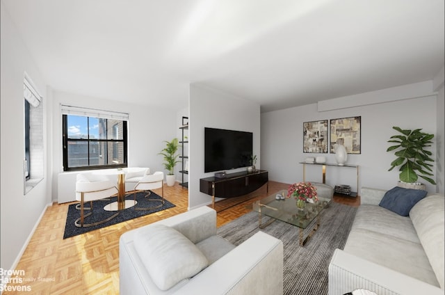 living area with baseboards