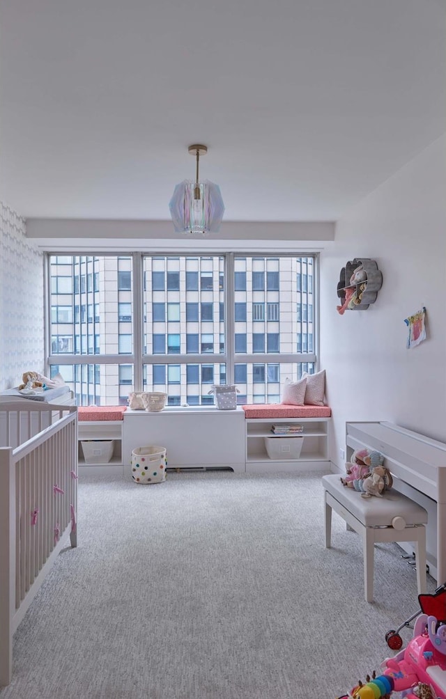 interior space featuring carpet