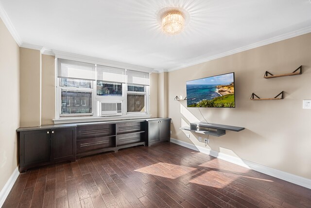 240 E 35th St Unit 9A, New York City, NY 10016 - interior space with crown molding, baseboards, and dark wood-type flooring