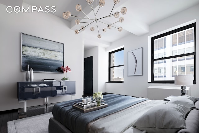 20 Pine St Unit 3204, New York City, NY 10005 - bedroom featuring a chandelier and hardwood / wood-style floors