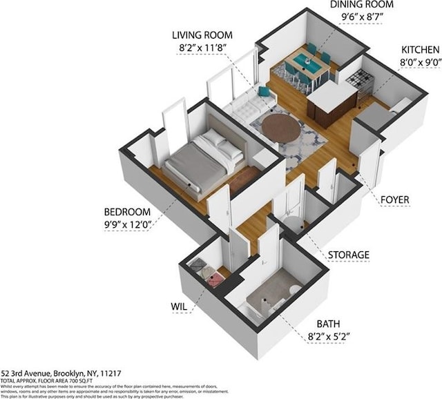 52 3rd Ave Unit 1A, New York City, NY 11217 - view of room layout
