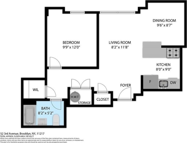 52 3rd Ave Unit 1A, New York City, NY 11217 - view of room layout