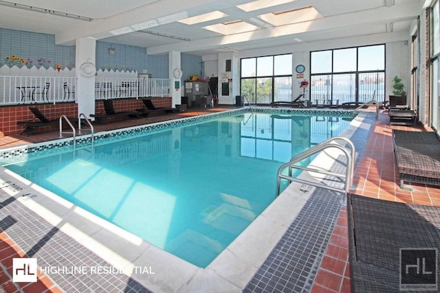 pool with a skylight