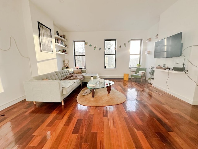 living room with hardwood / wood-style floors