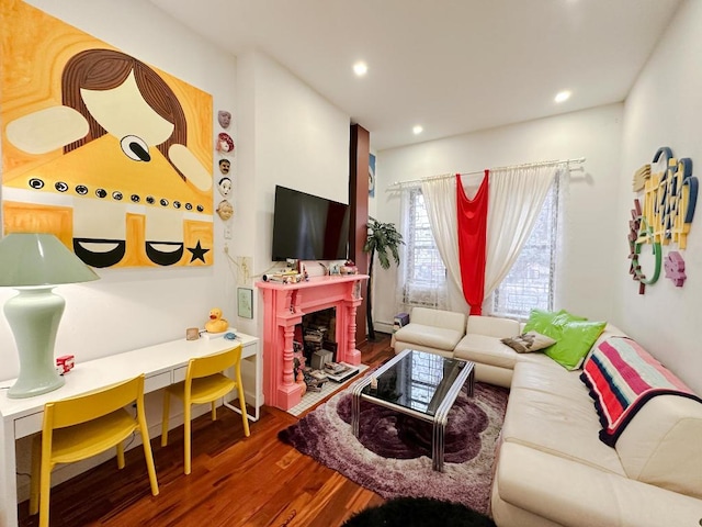 living room featuring dark hardwood / wood-style flooring