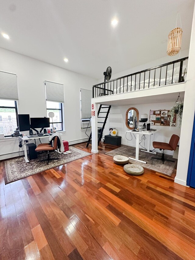 living room with wood-type flooring