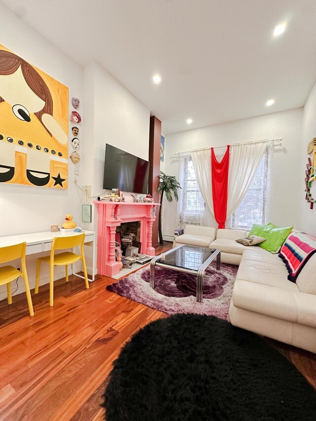 interior space with hardwood / wood-style floors