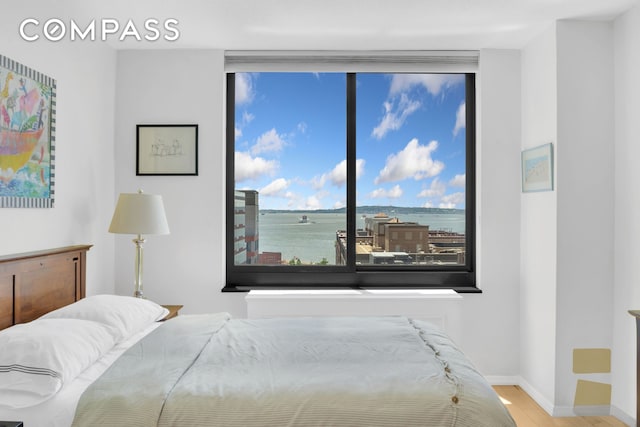 200 Rector Pl Unit 14E, New York City, NY 10280 - bedroom with wood finished floors and baseboards