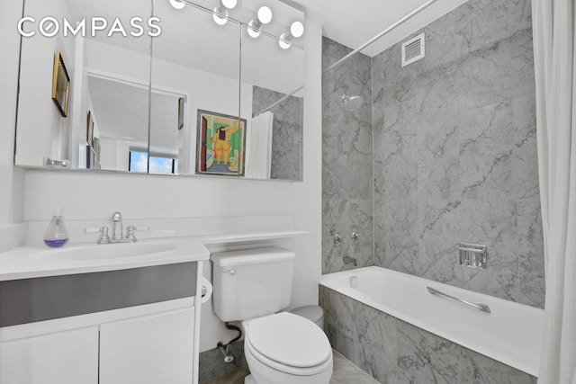 200 Rector Pl Unit 14E, New York City, NY 10280 - bathroom featuring tiled shower / bath, vanity, and toilet