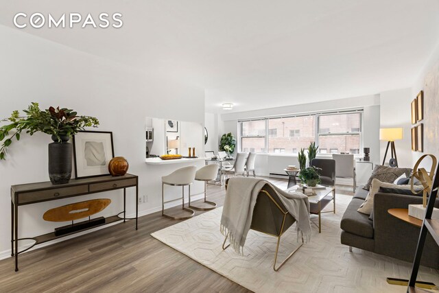 living room featuring light wood finished floors