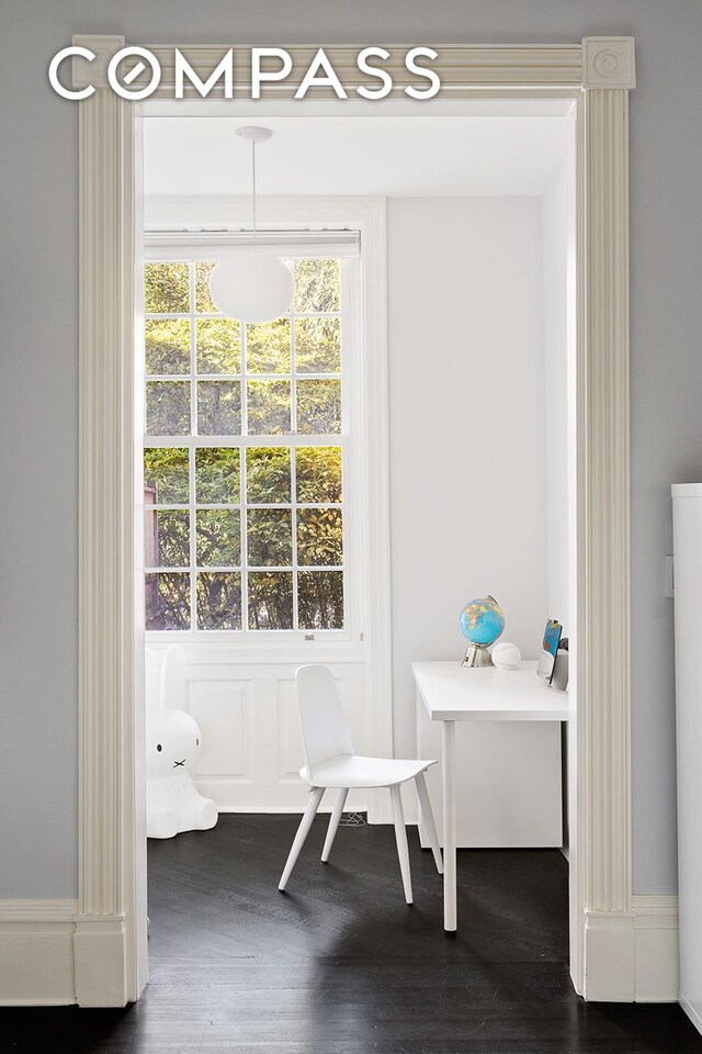 interior space featuring dark wood-style floors