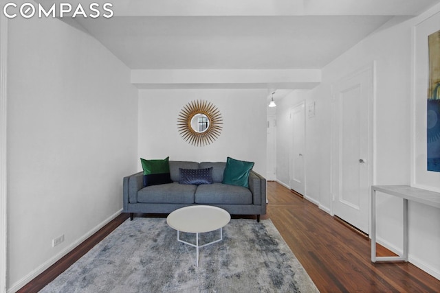 living room featuring dark hardwood / wood-style floors