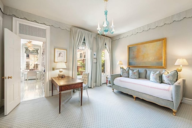 13 E 94th St, New York City, NY 10128 - office featuring a chandelier and light colored carpet