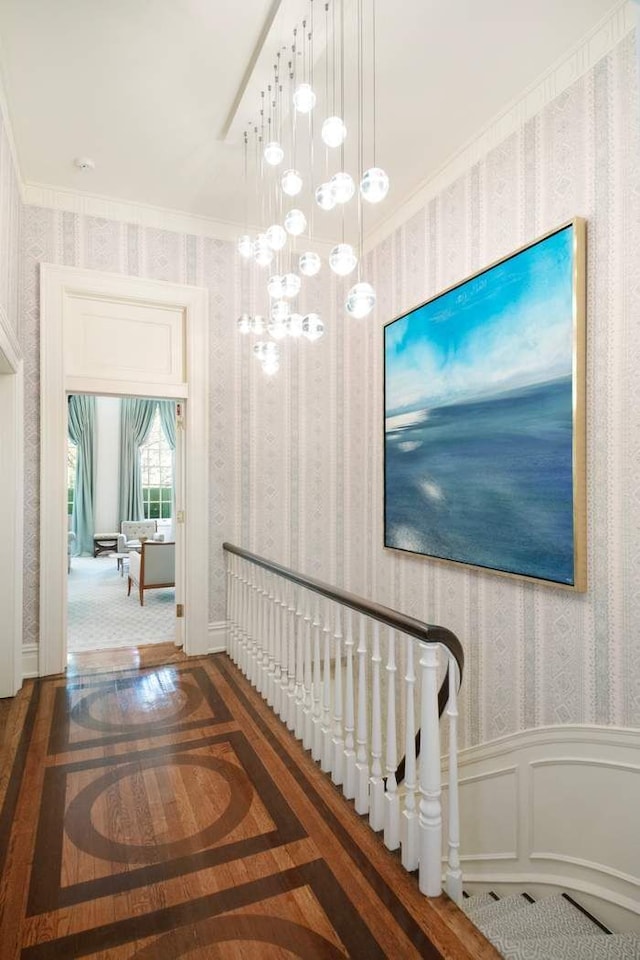 13 E 94th St, New York City, NY 10128 - corridor featuring wallpapered walls and crown molding